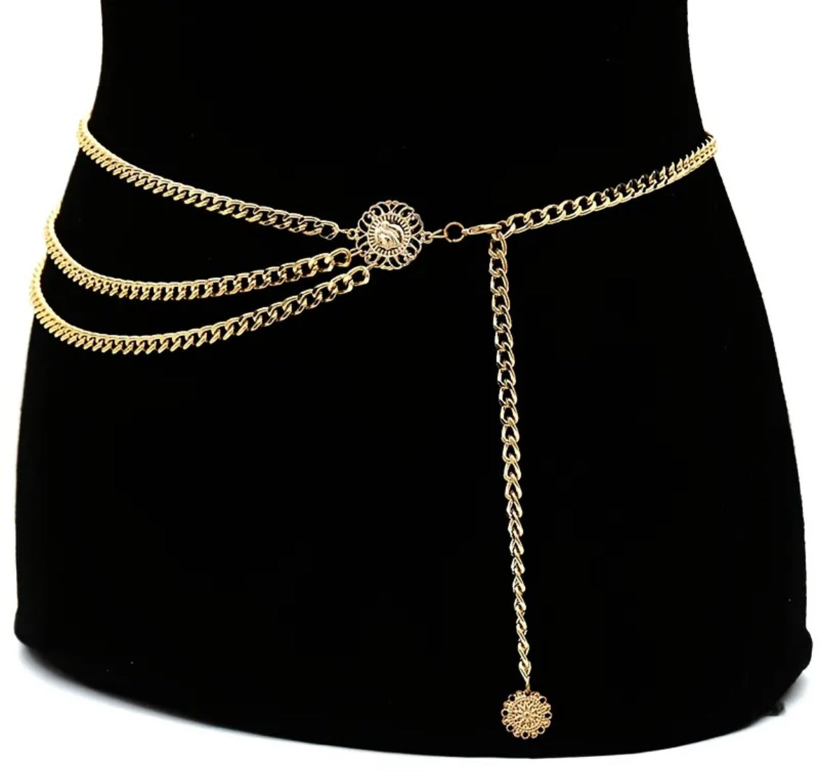 Golden Three Layered Belt Chain